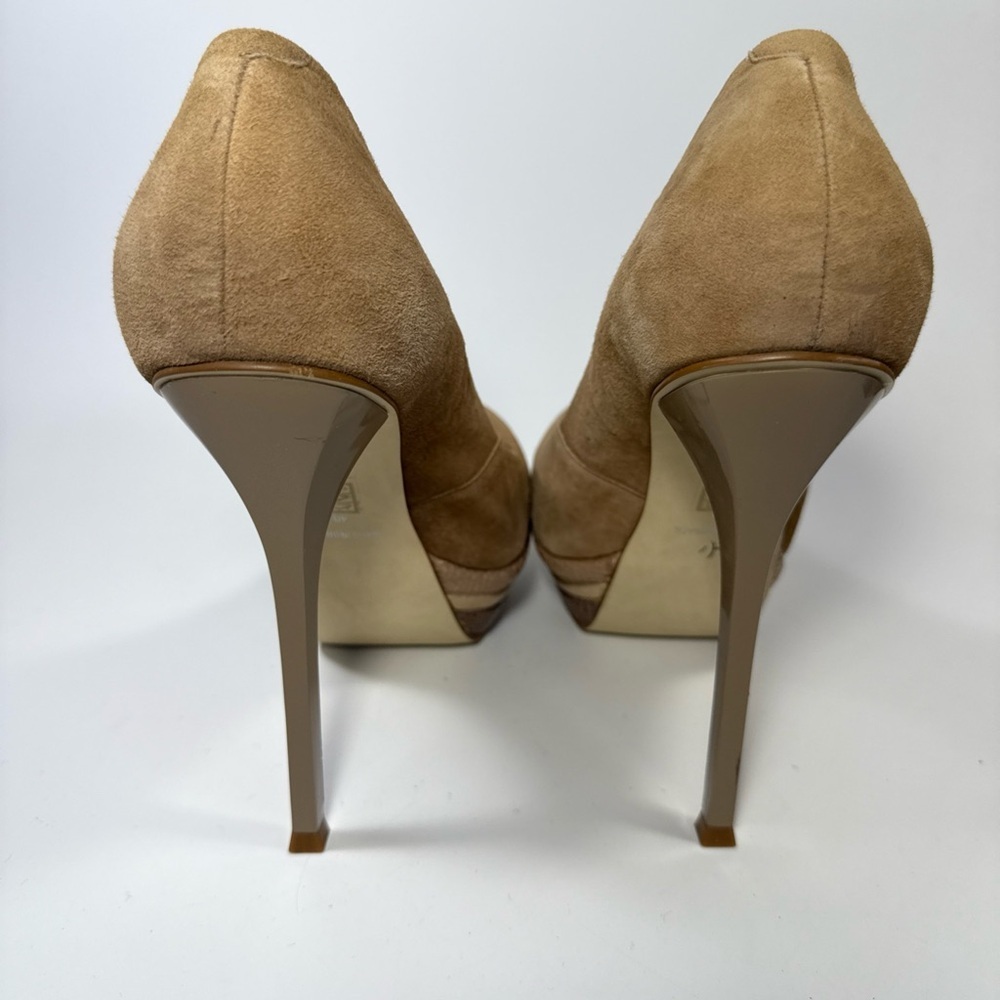 Carvela women’s nude platform suede pumps high heel snake skin accent - Picture 7 of 11